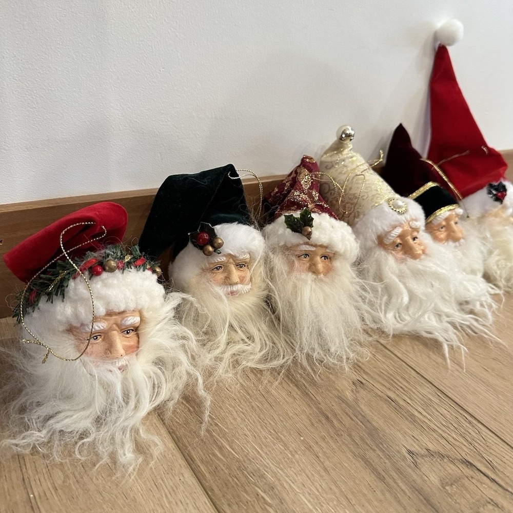 VTG 90's Christmas Santa Head Ornament Lot‎ Of 6 Victorian Elegant St Nicholas - Picture 2 of 11